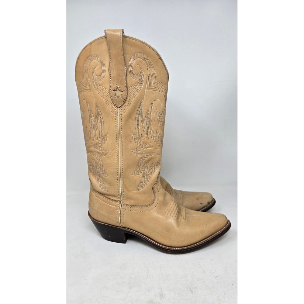 Durango RD4161 Tan Leather Western Cowboy Boots Womens 6.5 M Pointed Toe Star